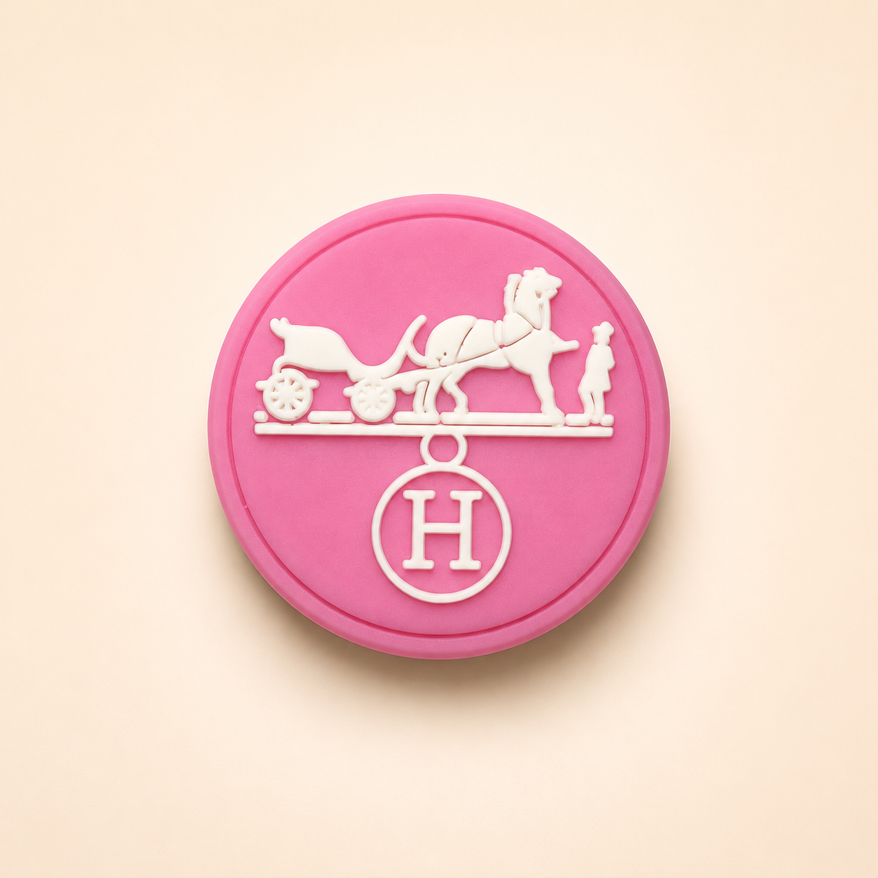 Hermès Logo Charette Rose & Blanc